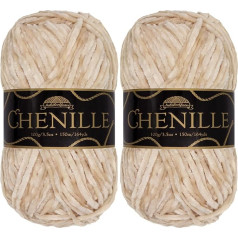 JubileeYarn Chenille Yarn Worsted Weight - 100 г/шарик - 2 клубка - 117 Marzipan