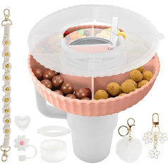 ZOBMIO Миска для закусок с крышкой (40 унций), силиконовый поднос для закусок с 7 аксессуарами Кубка Стэнли, поднос для закусок Кубка Стэнли с 4 о