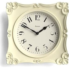 JONES CLOCKS® Rialto Wall Clock | Scroll Vintage Square Clock | 25 cm | Cream | Ideal for Living Room or Bedroom
