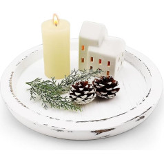 Поднос для свечей, тарелка для свечей, круглый деревянный поднос, фермерский дом, кофе, рождественский настольный шедевр, деревянный держа