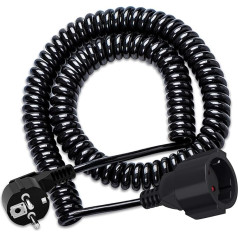 Спиральный удлинитель с заземляющим контактом, спиральный кабель с заземляющим контактом, от 0,8 м до 3 м, растягивающийся спиральный кабель