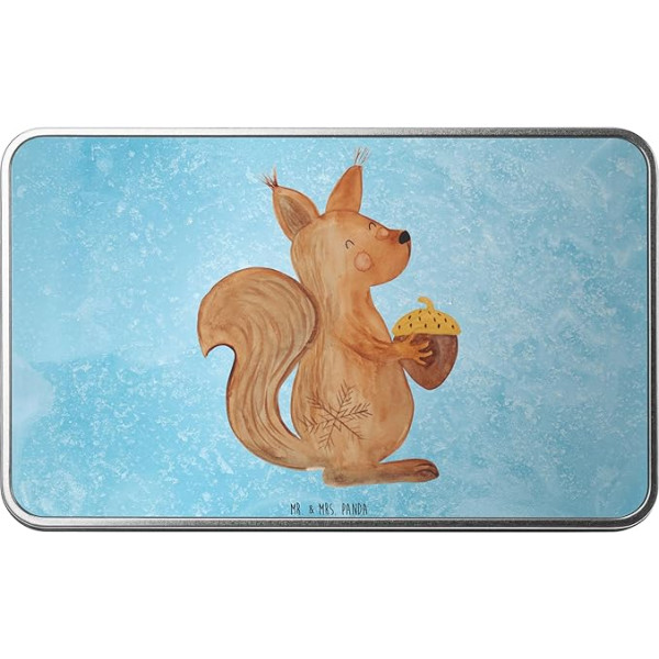 Мистер и миссис Панда Прямоугольная металлическая жестянка Белка Рождество Подарок Рождество Приветствие Зима Мотив Жестяная коробка С Н
