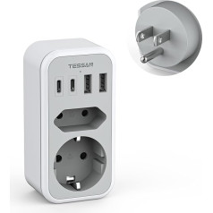 TESSAN адаптер США Германия вилка, 6 в 1 путешествия адаптер Таиланд с 2 USB C и 2 USB A, розетки адаптер путешествия вилка адаптер питания для Америк