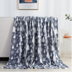Elegant Comfort Luxury Velvet Blanket Super Soft Christmas Print Fleece Blanket Christmas Pattern Home Decor Fluffy Warm and Cozy for Winter Bedding Couch and Gift 50 x 60 Inch, Christmas Tree