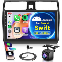 4G + 64G Беспроводной Carplay Android 13 Автомобильное радио 2 DIN для Suzuki Swift 2003-2010 10.1 дюймов Автомобильное радио с беспроводной Android Автомобильная нави
