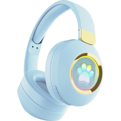 Беспроводные Bluetooth-наушники RigWig ST856, дизайн в виде собачьих лап, разноцветные светодиоды, динамик 40 мм, Bluetooth 5.3, FM-радио, складные и удобные д