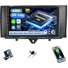 [Qualcomm 8 Core 4+64G] SIXWIN Android 13 Автомобильное радио с CarPlay/Android Car для Mercedes-Benz Smart Fortwo 2011-2015, 1280 x 720, HD 9-дюймовый сенсорный экран с WiFi GPS Bluetooth DSP FM/RDS + Reversin