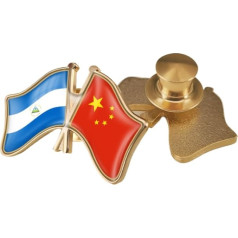 Забавный лацкан Значок Китай Никарагуа Флаг Патриотический Дружбы Значок Этнический Стиль Кристалл Элегантный Брошь Галстук Булавка Юве