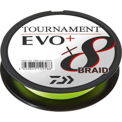 Daiwa Tournament x8 Braid EVO+ 0.10 mm, 6.7 kg/14.7 lbs, 135 m, Chartreuse, Braided Fishing Line, 12761-010