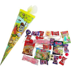 CAPTAIN PLAY Школьный конус Сказочный мир животных 35 см с конфетами без шоколада (20 шт.)