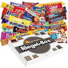 Коробка со сладостями World of Sweets - шоколадные и зерновые батончики - коробка для закусок с такими брендами, как Mars, KitKat, Corny - идея для подарка