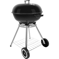 gzcmxh Угольный гриль - 18-дюймовый угольный гриль на открытом воздухе с ручкой и колесами - черный чайник для барбекю на открытом воздухе, задн
