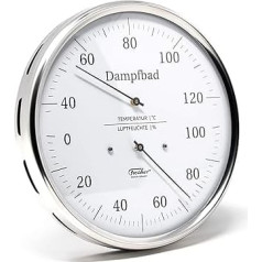 Fischer 182.01 Термогигрометр для паровой бани 130 мм Гигрометр для волос и биметаллический термометр из нержавеющей стали Сделано в Германии
