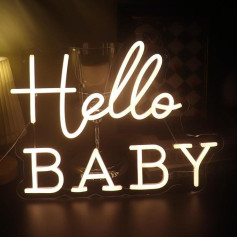 Hello Baby Neon Signs LED Signs Gender Reveal Party Welcome Decoration Neon Letters Signs Pregnancy Announcement Party Supplies Baby Shower Yard Signs (Warm White)