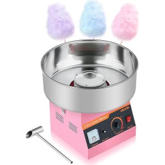 VEVOR Cotton Candy Machine 1000W Electric Cotton Candy Maker with 38cm Stainless Steel Bowl and Sugar Spoon, Makes Cotton Candy for Birthday Home Family Celebrations, 3500RPM Pink