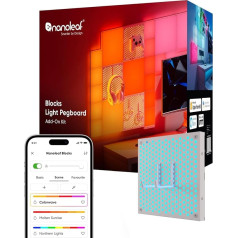 Nanoleaf Blocks Expansion Pack | 1 Light Pegboard (Starter Pack Required), with 2 Heavy Duty Pegboard Hooks for Keyboards & Controllers, RGBW Wall Lights, Easy Screw Mounting (Screws Included)