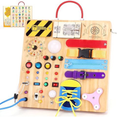 23 в 1 Занятная доска Монтессори-игрушка от 1 года Игрушка-доска от 2 3 лет Деревянная игрушка Сенсорная игрушка с 15 переключателями 26 светоди