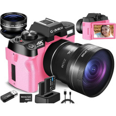 Цифровая камера G-Anica 4K для фотосъемки, камера для влоггинга 48MP для Youtube с Wi-Fi, компактная камера с поворотным на 180° дисплеем со вспышкой, кам