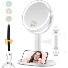 Косметическое зеркало MOMOKUBA с подсветкой, увеличительное зеркало со светом 20x, косметическое зеркало с увеличением 8 дюймов, двухстороннее, 