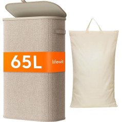 Lifewit Тонкая корзина для белья с крышкой, 65 л корзина для белья с пластиковой рамой, складной большой сортировщик белья, корзины для белья дл