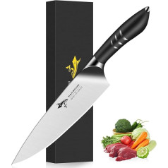 MAD SHARK 8 inch Santoku Knife - ультра острый японский кухонный нож, немецкая углеродистая сталь, эргономичная рукоятка - идеально подходит для резки, н