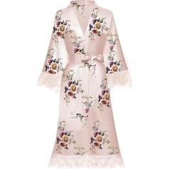 Y WJing Yi Jia Женщины цветочные кимоно халат невесты халат шелк атлас ночная рубашка короткий стиль халат кружева отделка кимоно цветок