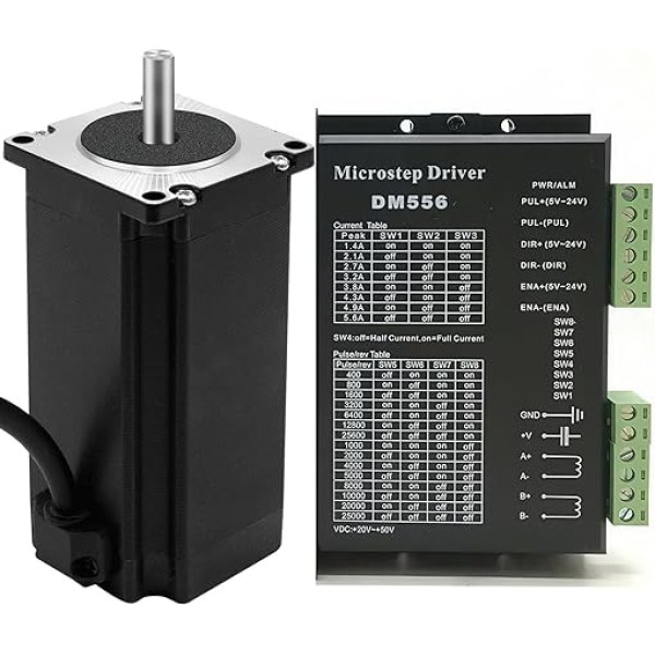 Nema23 57 мм шаговый двигатель 3 Нм 425 унций в 8 мм вал 3A 2 фазы 4 провода 1,8 шаговый угол и DM556 шаговый двигатель драйвер 1 оси шаговый двигатель ком