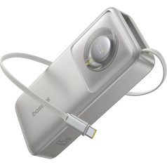 Powerbank 20000mAh 65W с выдвижным кабелем USB-C - серый