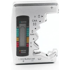 Тестер для всех батареек, универсальный тестер батареек с ЖК-дисплеем, универсальный, включая батарейки типа D, AA, N, 1,5 В