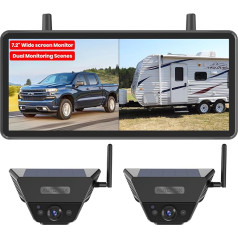 AUTO-VOX 2 магнитные солнечные камеры заднего хода беспроводные с DVR 7,2 дюйма AHD 1080P дисплей: Установка за 1 минуту, перезаряжаемая система камер 