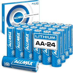 Литиевые батарейки Allmax AA Mignon (FR6) максимальной мощности (24 шт.) - самый долгий срок службы, защита от протечек, 20-летний срок годности, максима