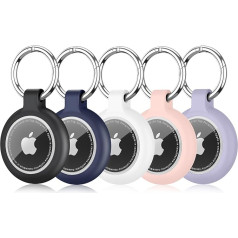 Airtag-Halter, 5 Stück, Schlüsselanhänger-Hülle, wasserdichte Silikon-Schutzhülle für Airtags, kratzfeste GPS-Abdeckung mit Schlüsselanhänger für Airtag-Tag-Artikelfinder für Haustiere, Kinder, Gepäck