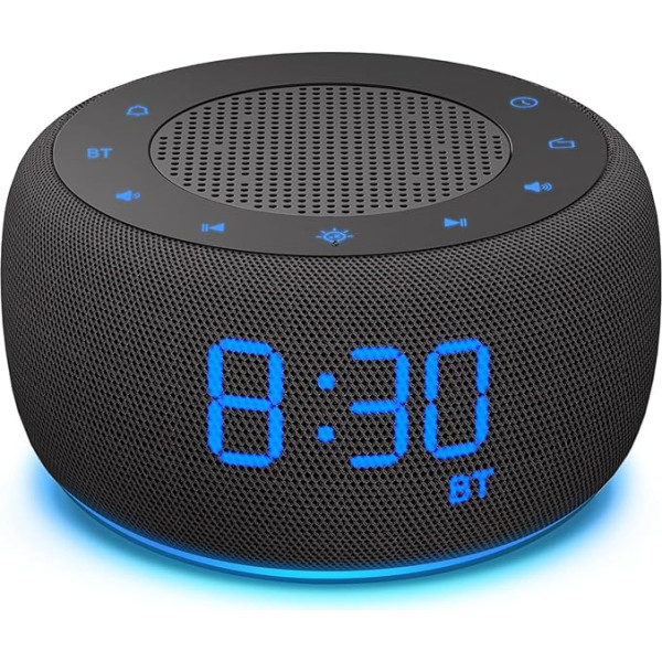 DOUMOSH Радио Будильник с Bluetooth, Будильник Цифровой с 0-100% Дисплей Диммер, Цветной Ночной Свет, Будильник Bluetooth Динамик для Спальни