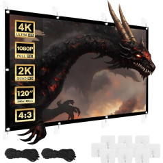 Портативный проекционный экран Maclean - высококачественный экран из полиэстера с черной рамкой 25 мм, углом обзора 179° и простой сборкой (120 дюй