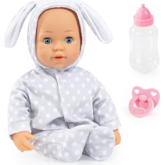Bayer Design 93822AC Кукла-младенец Анна говорит 24 детских звука, мягкое тело, спящие глаза, кукла, бутылочка, 38 см, серый