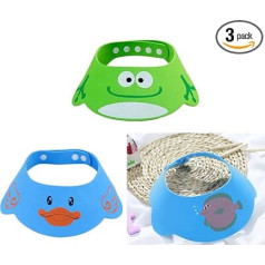 Шапочка для душа, 3 штуки, регулируемая шапочка для душа, дети, водонепроницаемая защита, шапочки для ванны, козырек для душа, мягкая для мал