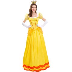Принцесса Персик Костюм Женский Взрослый Принцесса Платье с Короной и Перчатки Хэллоуин Рождество Костюм Косплей Экипировка