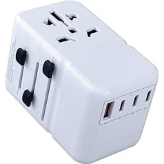 Универсальный адаптер для путешествий по всему миру, быстрое зарядное устройство 85 Вт PD, международный адаптер с 3 портами USB-C и 2 портами USB-