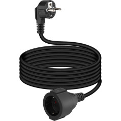 Удлинительный кабель 90 градусов Schuko, 3G 1,5 мм² с защитным контактом от мужчины до женщины, черный (3 м)