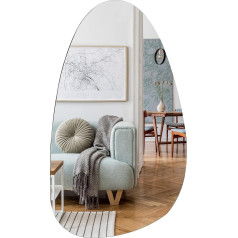 Muzilife Асимметричное круглое зеркало без рамы, настенное зеркало в форме яйца с задней панелью из МДФ, 50 x 85 см, большое декоративное зеркало в