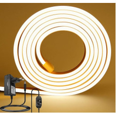 10 м светодиодная неоновая лента из силикона, IP67 водонепроницаемая, с диммером, 24 В адаптер питания, 3000 К теплый белый, 1200 светодиодов неонов