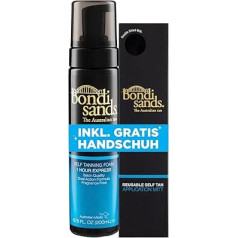 Bondi Sands Self Tanning Set - 1h Express Self-Tanning Foam for Darker Skin Tones, Содержание: 200 мл - С перчаткой для нанесения - Пена для автозагара с алоэ вера - Загар без полос