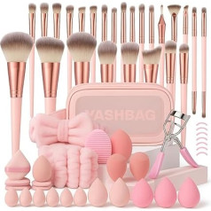 Набор кистей для макияжа из 61 предмета со спонжами и сумкой - набор кистей для пудры и макияжа глаз - в комплекте коврик для чистки кистей