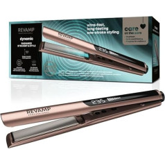 REVAMP Dynamic Radiance Straight & Style Ion Straightener Ceramic - Extra Long Plates for One-Stroke Styling, Straightening, Curved Design for Waves, Curls - Professional Hair Straightener
