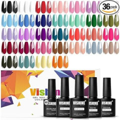 Набор гель-лаков для ногтей Vishine 36 предметов - 32 классических цвета: черный, белый, красный, нюдовый, розовый с 4 базовыми и матовыми покрытия