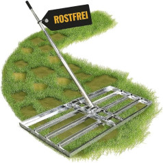 Скребок для газона Hinrichs из нержавеющей стали - Грабли для выравнивания газона 75 см x 35 см - Скребок для распределения газонного песка с рукоя