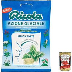 Ricola Glacial Action Strong Candy Menthol Refreshing Sugar Free 70g + Italian Gourmet Pulp 400g Pack of 12