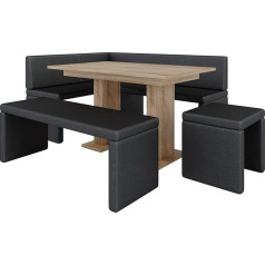 Furnistar Угловая скамья Akiko со столом и скамьями - комплект угловых скамеек для столовой, кухни, современного интерьера, зоны отдыха, обеденног