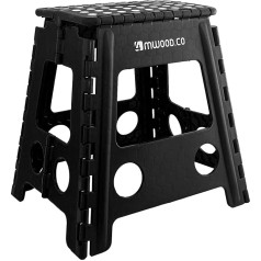 4Mwood . CO Складной табурет для детей и взрослых, складная лестница, табурет, пластик, нескользящий, черный, нагрузка до 150 кг, размеры 40 x 39 x 22 см