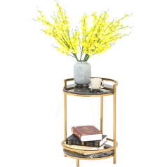 Cafiedr Кофейный столик, 2-ярусный стол для хранения, металлический диванный стол, мраморная столешница, прочный, B